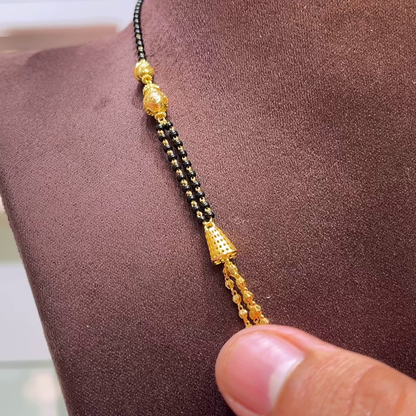 SwarnaKanchi 8.842gms SHORT BLACK BEADS 22K Yellow Gold