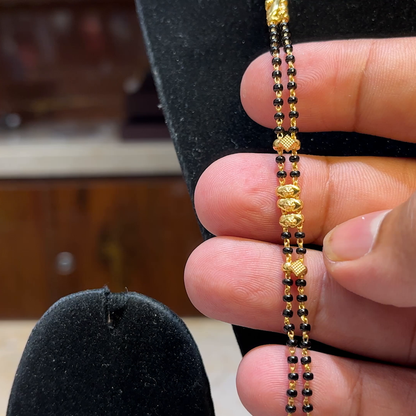 MUKUNDA JEWELLERS 12.32gms Long Black Beads 22K Yellow Gold