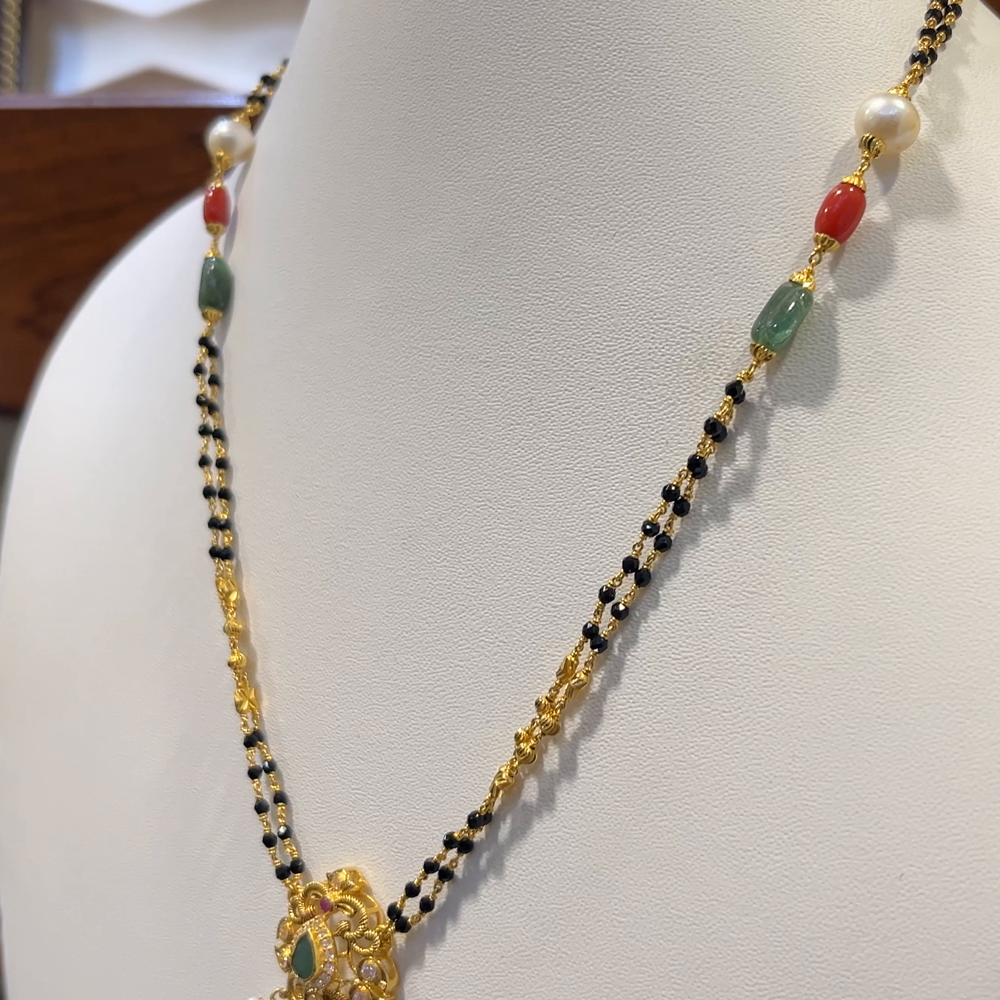 SRI RAM 11.574gms SHORT BLACK BEADS 22K Nakshi