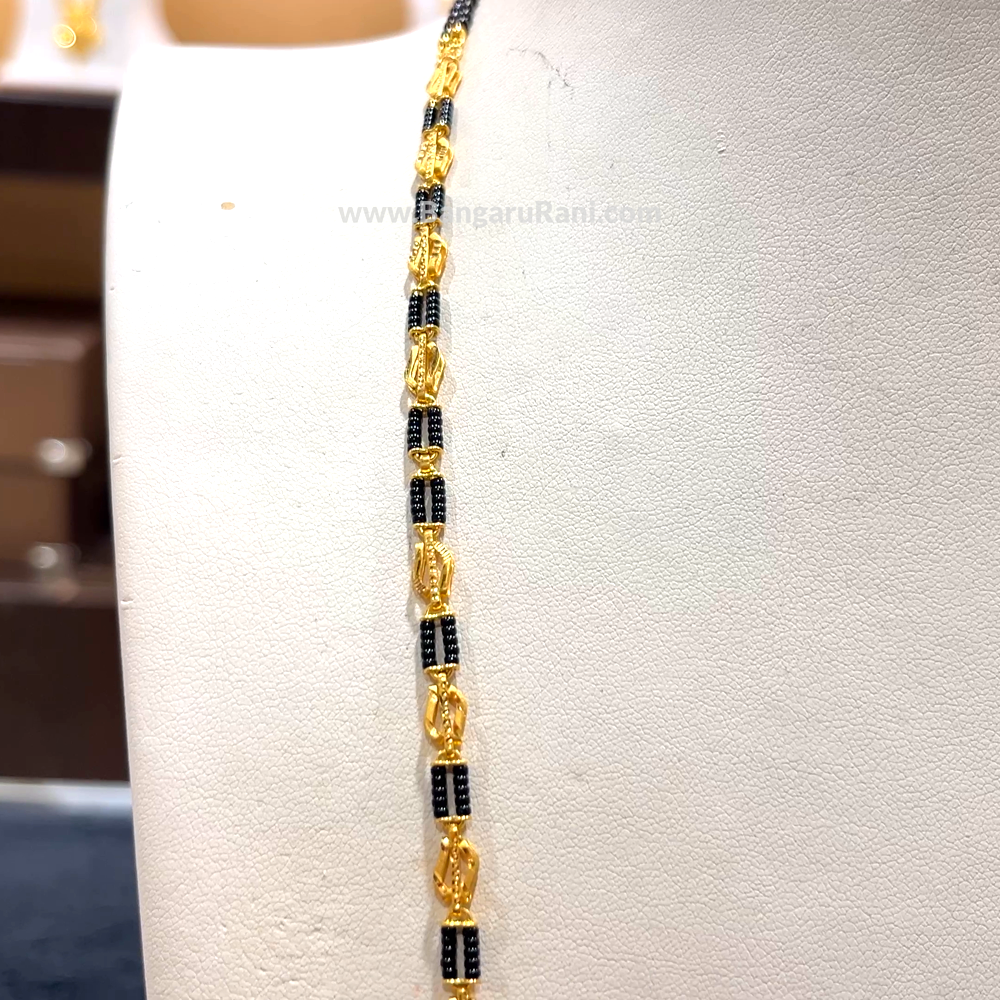 CHANDANA Brothers 14.5gms Long Black Beads 22K Yellow Gold