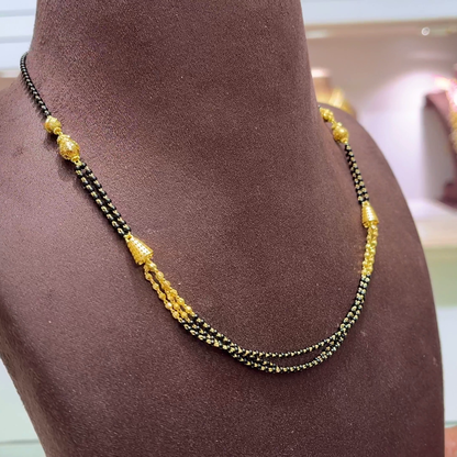 SwarnaKanchi 8.842gms SHORT BLACK BEADS 22K Yellow Gold