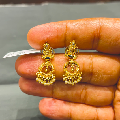 SOUTH INDIA 3.149gms EARRINGS 22K Yellow Gold