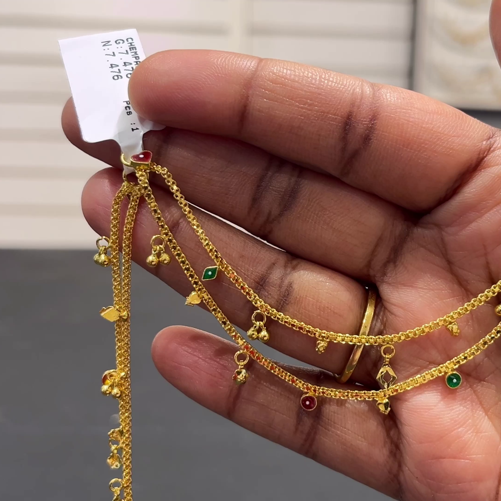 SOUTH INDIA 7.476gms Chempasaralu 22K Yellow Gold