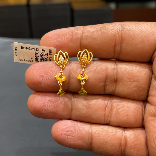 SOUTH INDIA 2.569gms EARRINGS 22K Yellow Gold