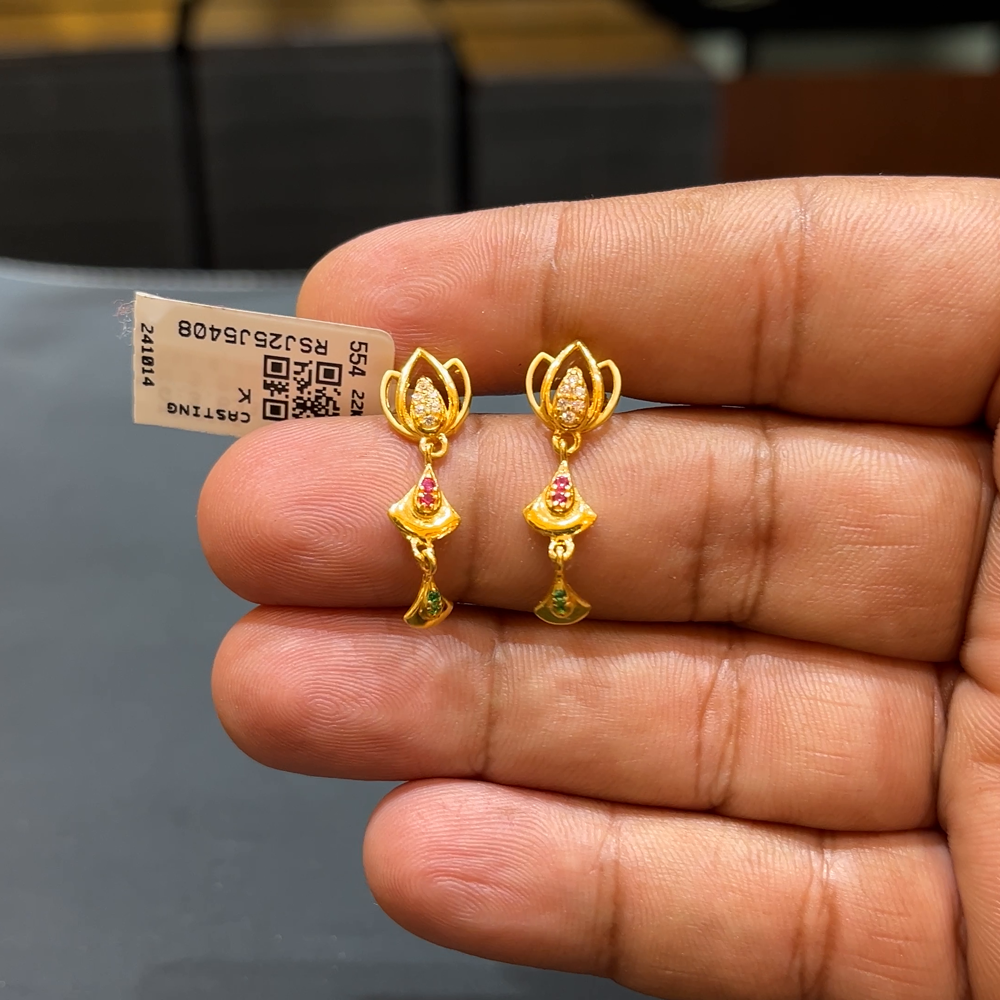 Daily Wear Gold Gold Earrings Designs In 3grams SOUTH INDIA