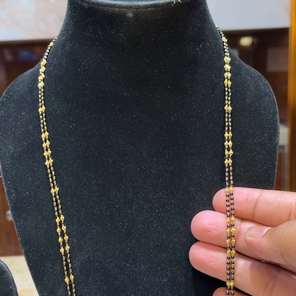 MUKUNDA JEWELLERS 16.64gms Long Black Beads 22K Yellow Gold