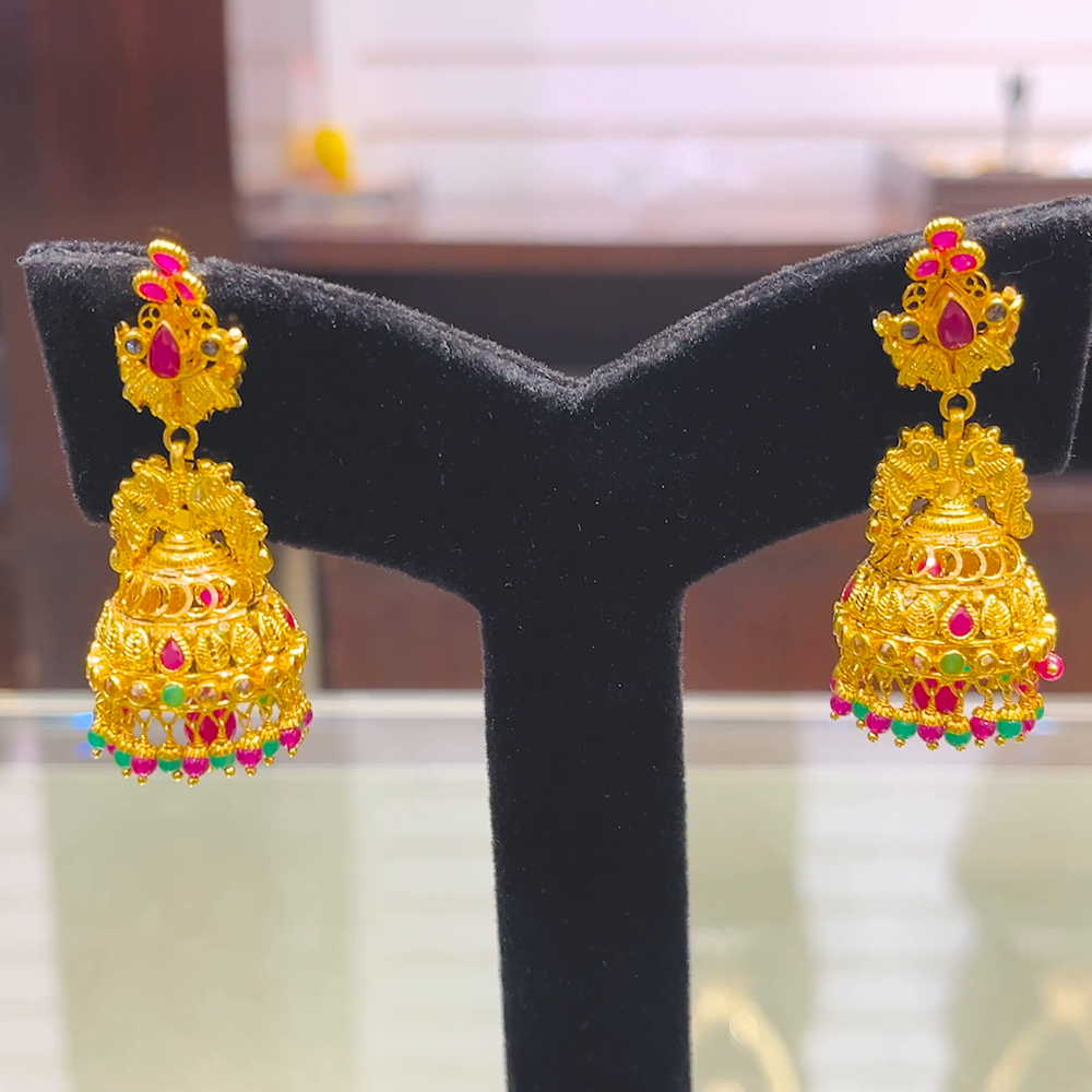 SOUTH INDIA 14.176gms EARRINGS 22K Yellow Gold