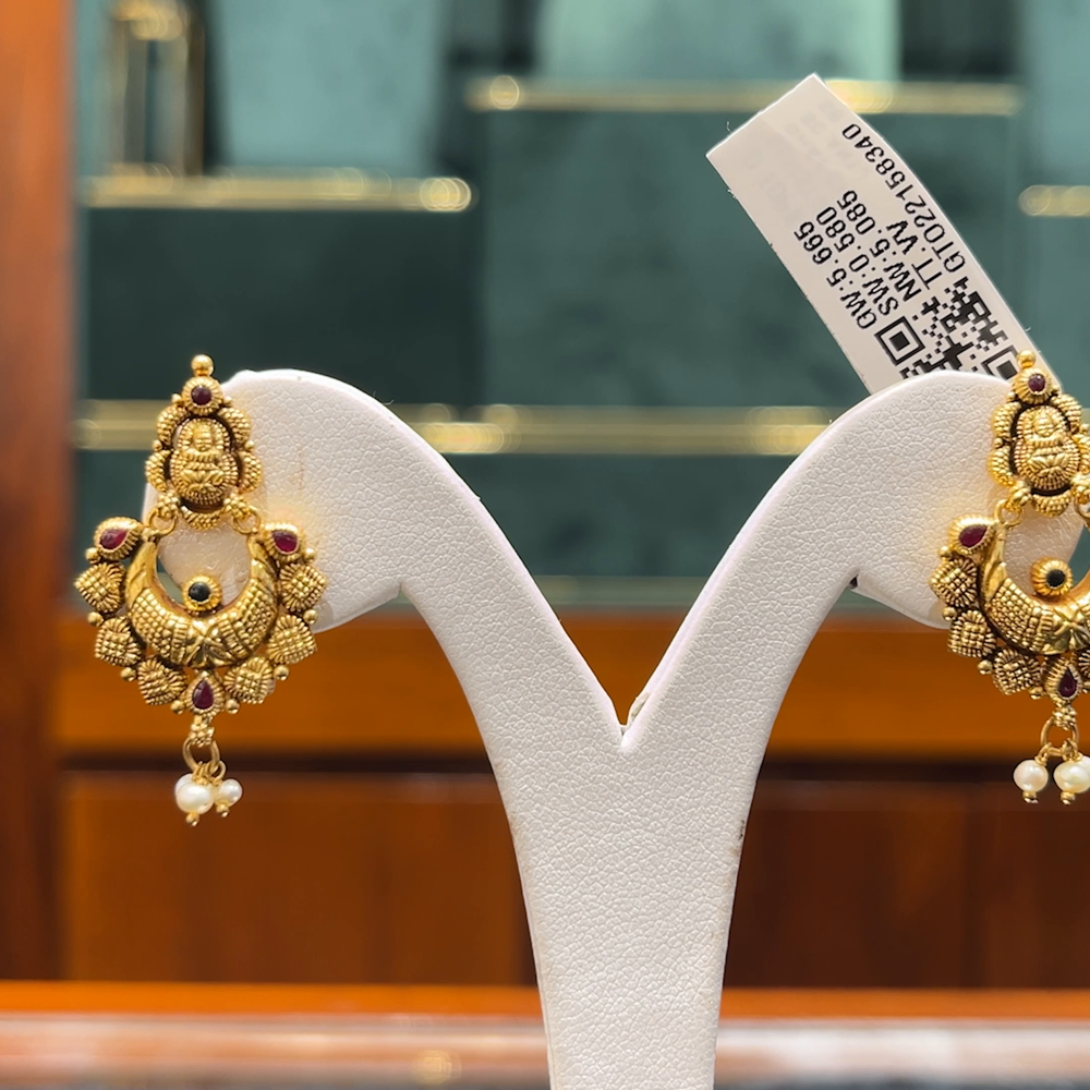 Chennai Shopping Mall 5.085gms EARRINGS 22K Antique