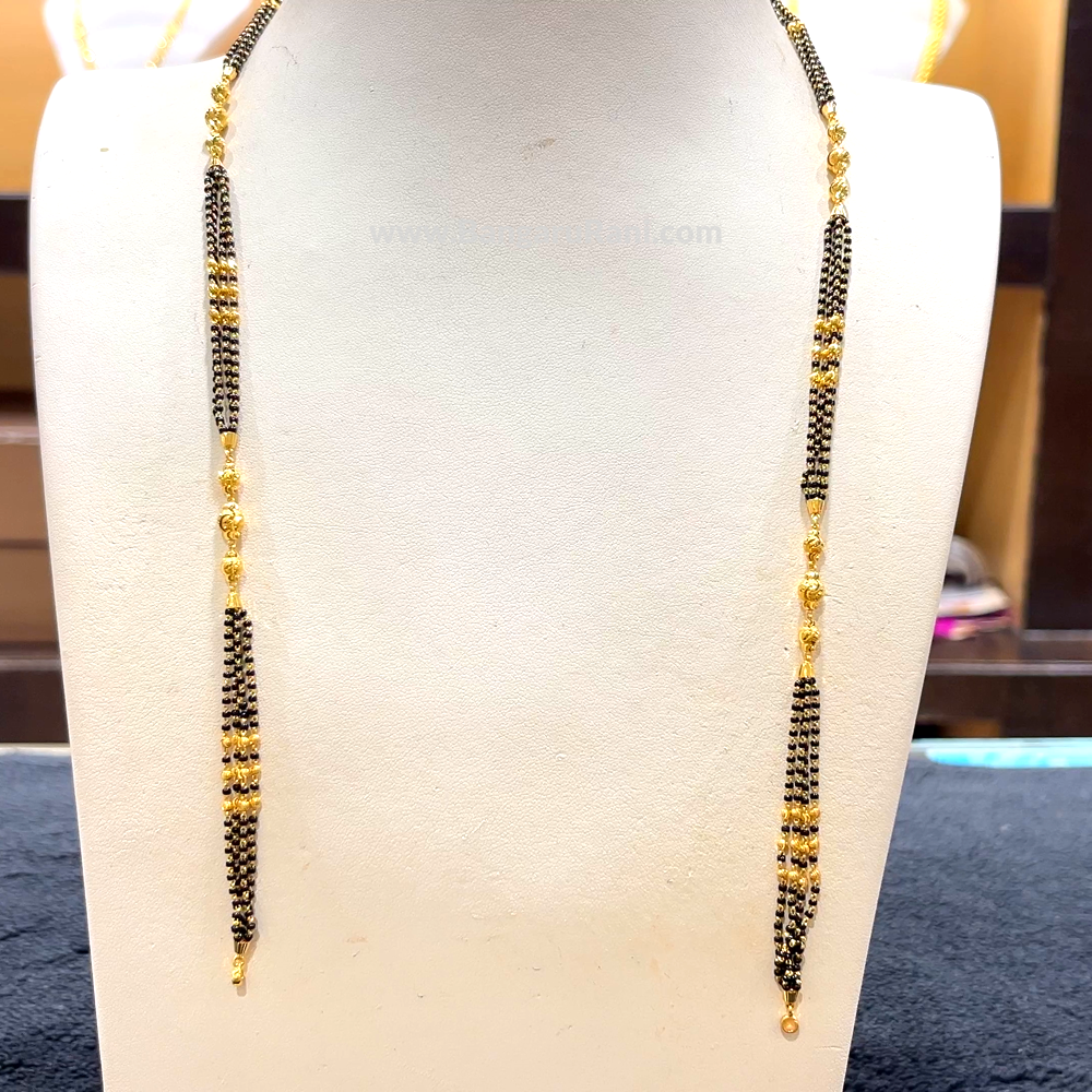 CHANDANA Brothers 18.14gms Long Black Beads 22K Yellow Gold