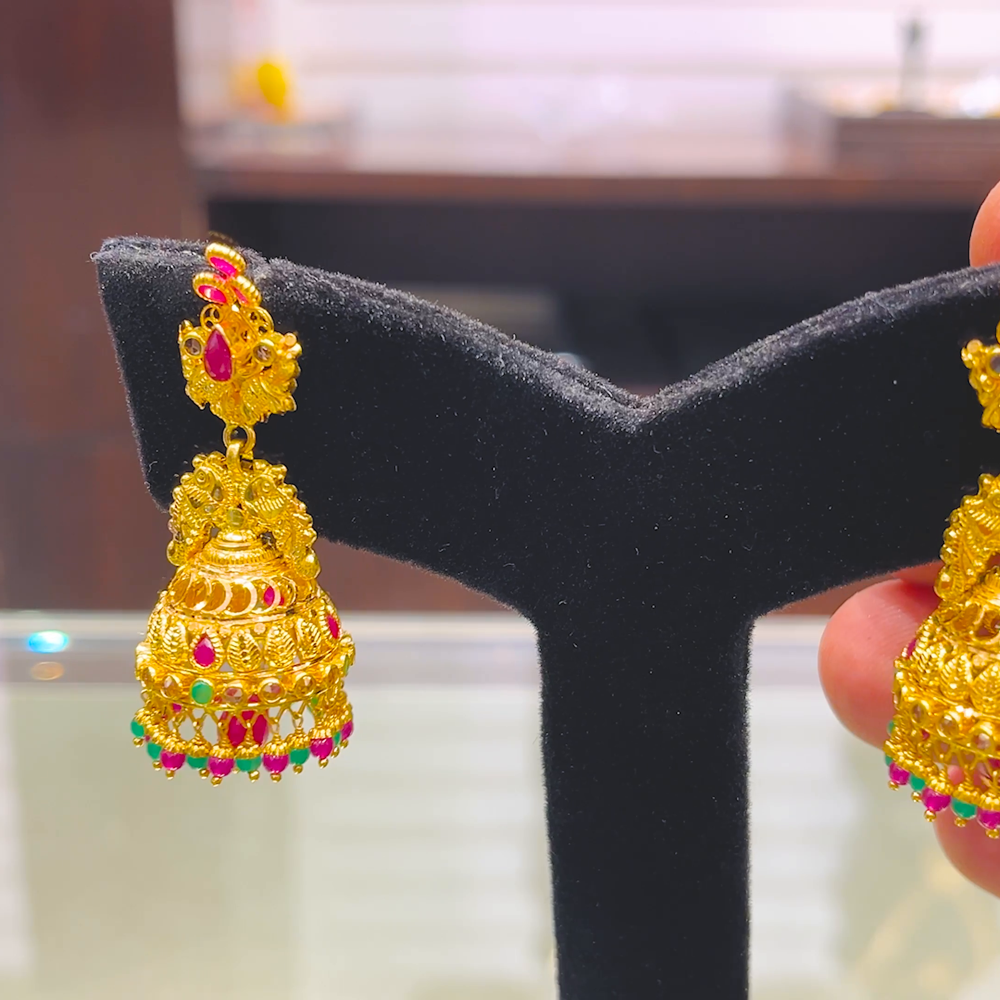 SOUTH INDIA 14.176gms EARRINGS 22K Yellow Gold