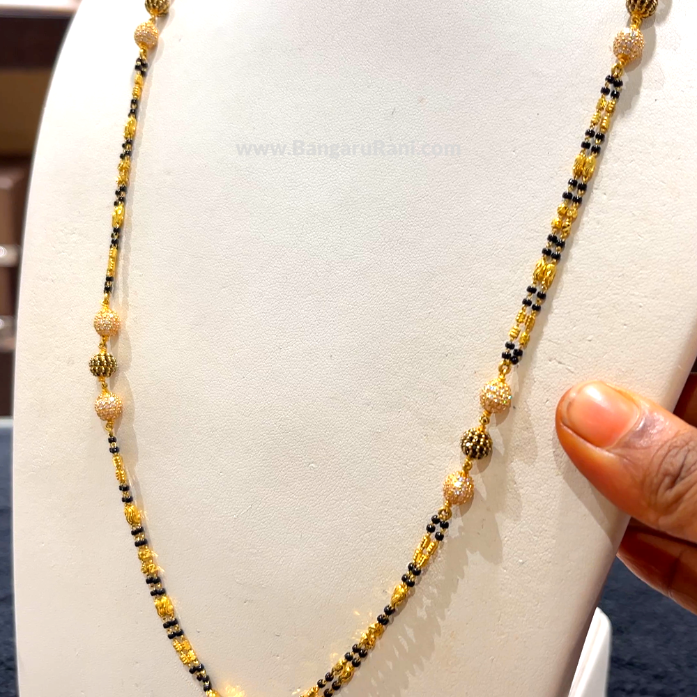 CHANDANA Brothers 16.87gms Long Black Beads 22K Yellow Gold