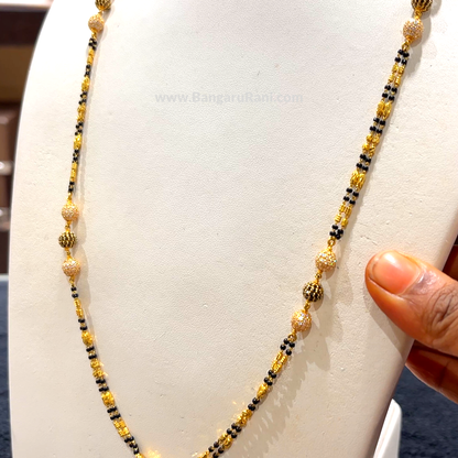 CHANDANA Brothers 16.87gms Long Black Beads 22K Yellow Gold