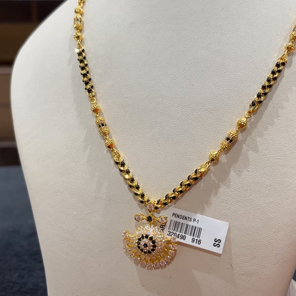 CHANDANA Brothers 16.85gms SHORT BLACK BEADS 22K Nakshi