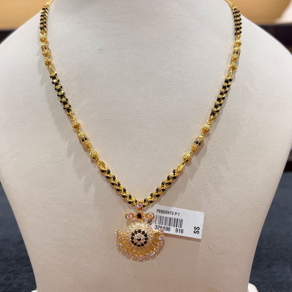 CHANDANA Brothers 16.85gms SHORT BLACK BEADS 22K Nakshi