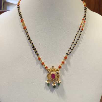 SRI RAM 11.748gms SHORT BLACK BEADS 22K Nakshi