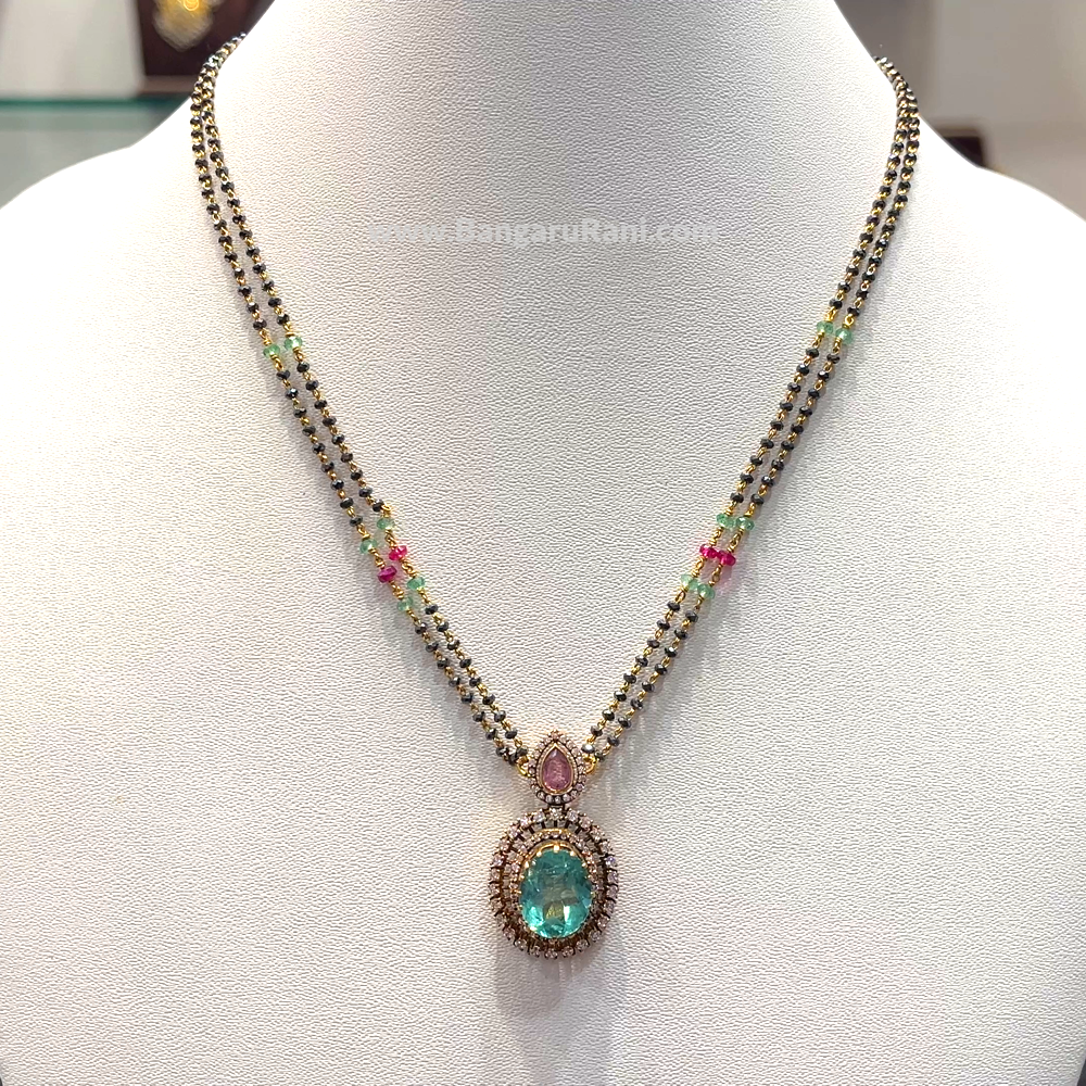 SRI RAM 8.6gms SHORT BLACK BEADS 22K Yellow Gold