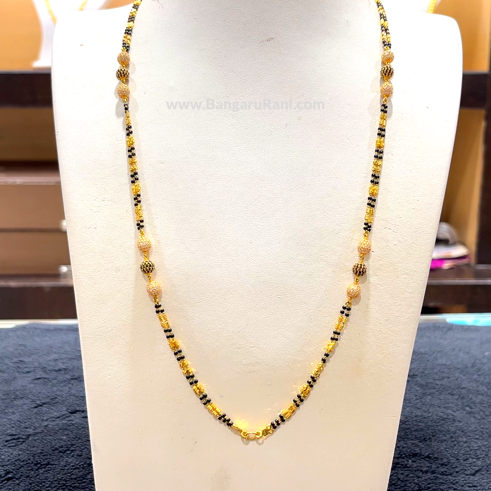 CHANDANA Brothers 16.87gms Long Black Beads 22K Yellow Gold