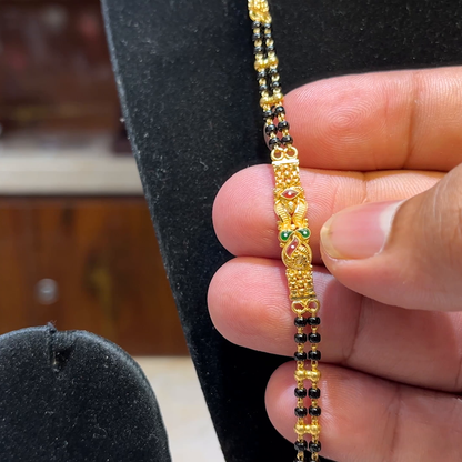 MUKUNDA JEWELLERS 16.795gms Long Black Beads 22K Yellow Gold