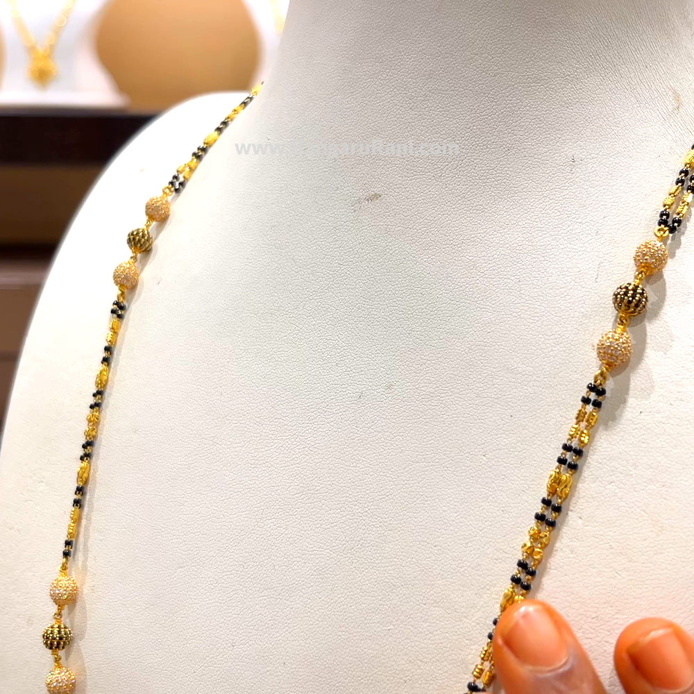 CHANDANA Brothers 16.87gms Long Black Beads 22K Yellow Gold