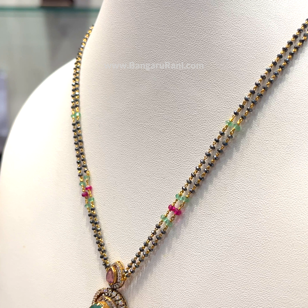 SRI RAM 8.6gms SHORT BLACK BEADS 22K Yellow Gold