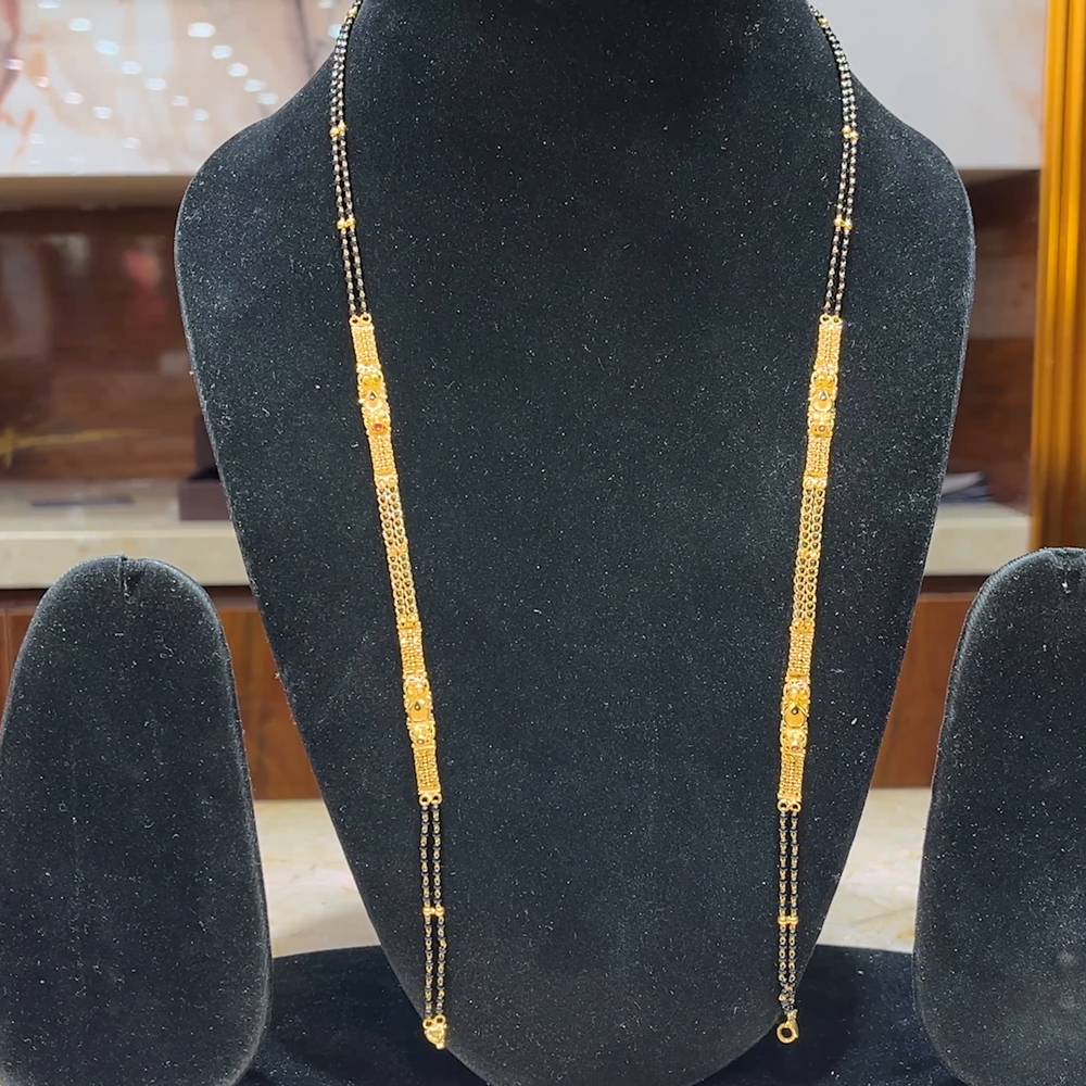 MUKUNDA JEWELLERS 15.52gms Long Black Beads 22K Yellow Gold