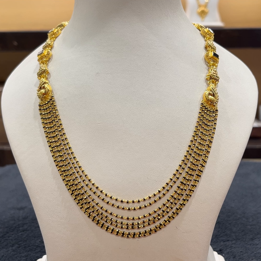 CHANDANA Brothers 28.34gms SHORT BLACK BEADS 22K Nakshi