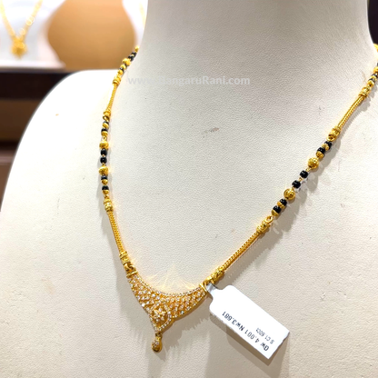CHANDANA Brothers 14.681gms Long Black Beads 22K Yellow Gold