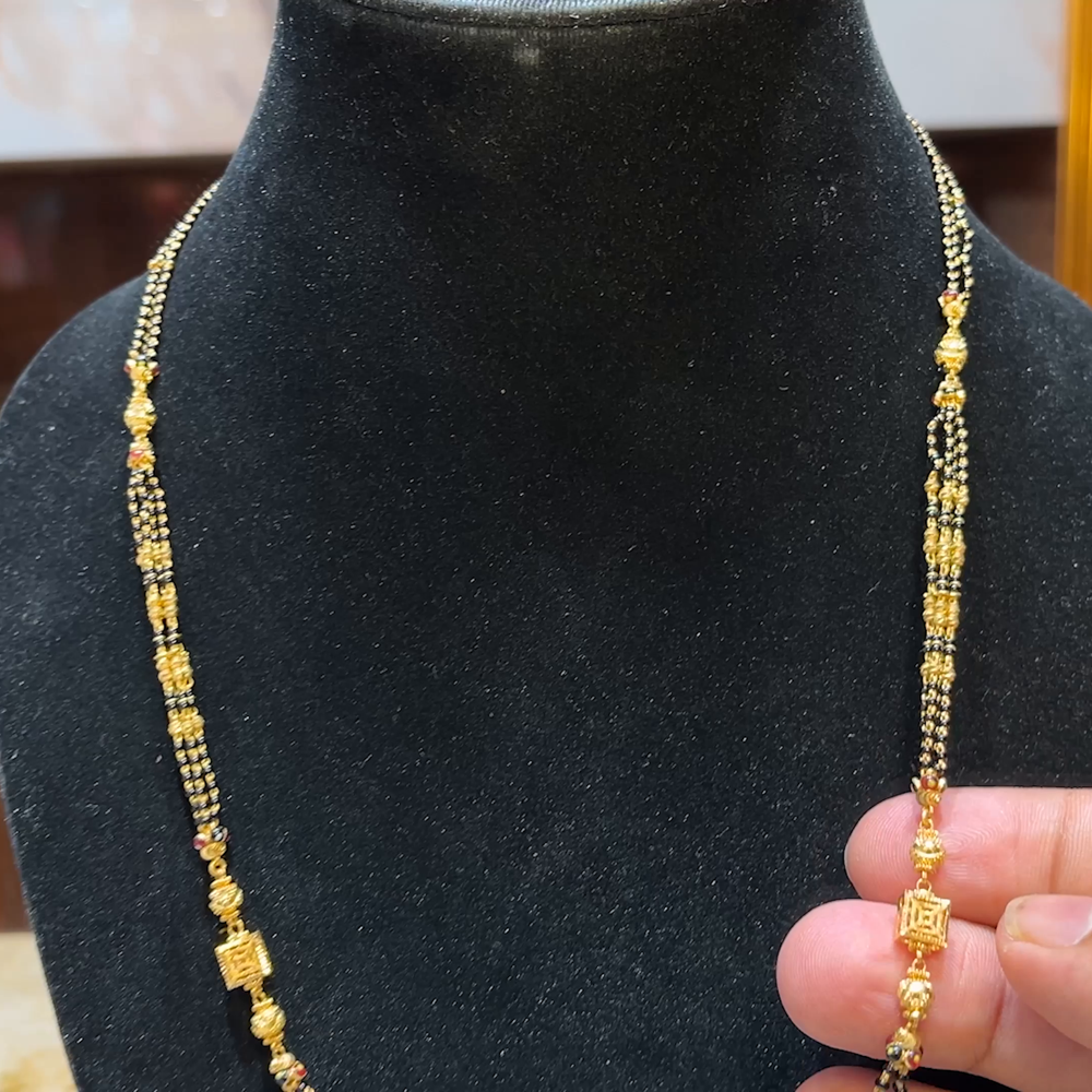 MUKUNDA JEWELLERS 21.32gms Long Black Beads 22K Yellow Gold