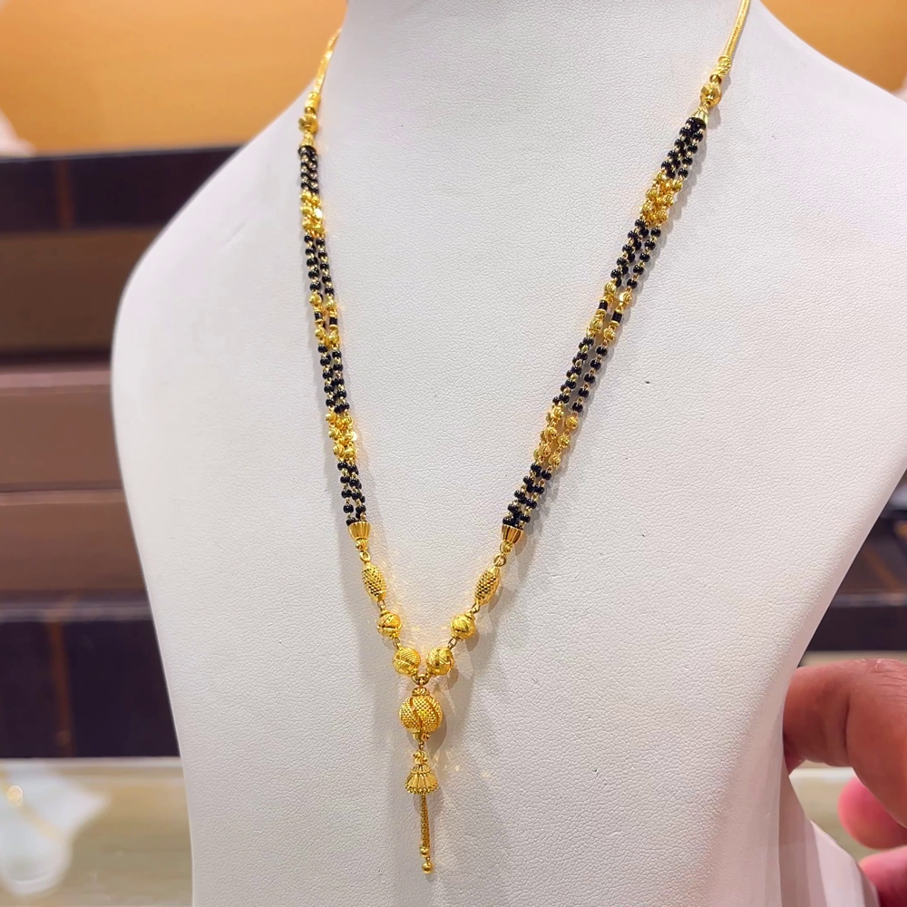 CHANDANA Brothers 12.91gms SHORT BLACK BEADS 22K Yellow Gold