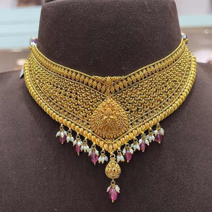 SwarnaKanchi 36.349gms CHOKER 22K Yellow Gold