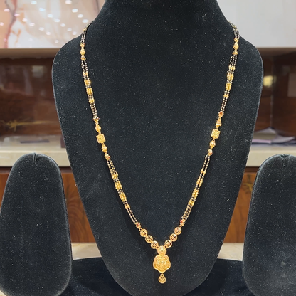 MUKUNDA JEWELLERS 21.32gms Long Black Beads 22K Yellow Gold