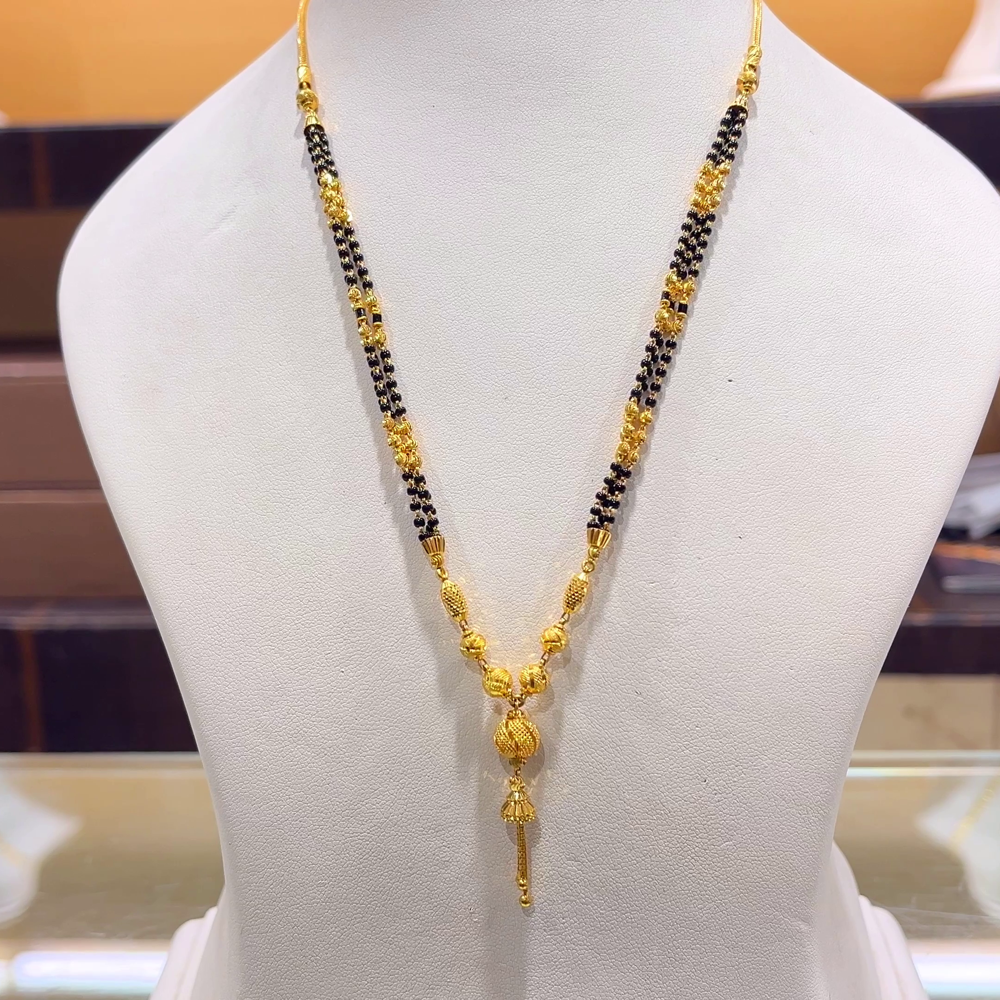 CHANDANA Brothers 12.91gms SHORT BLACK BEADS 22K Yellow Gold