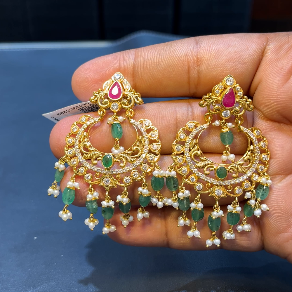 SOUTH INDIA 21.338gms EARRINGS 22K Yellow Gold