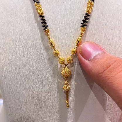 CHANDANA Brothers 12.91gms SHORT BLACK BEADS 22K Yellow Gold