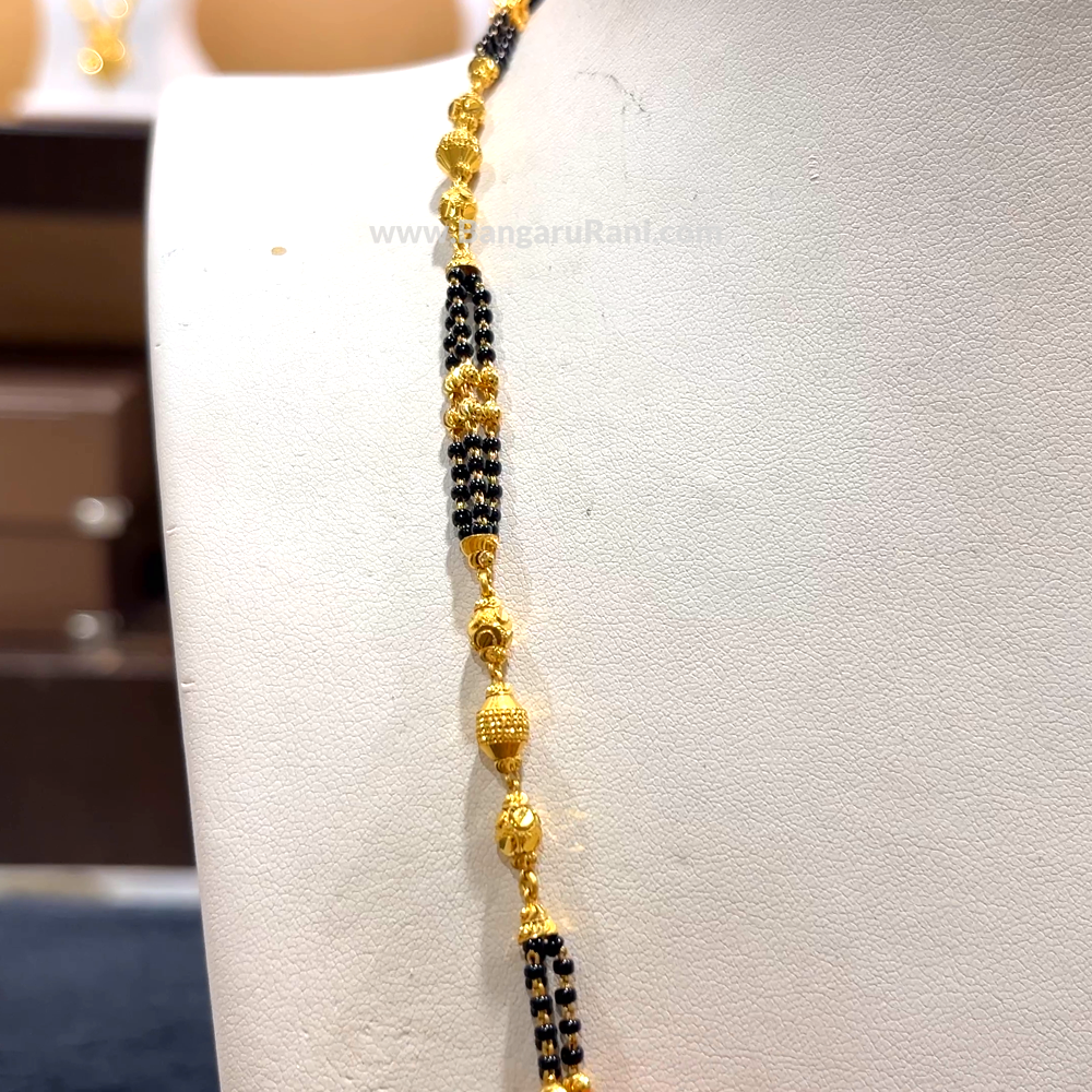 CHANDANA Brothers 20.57gms Long Black Beads 22K Yellow Gold