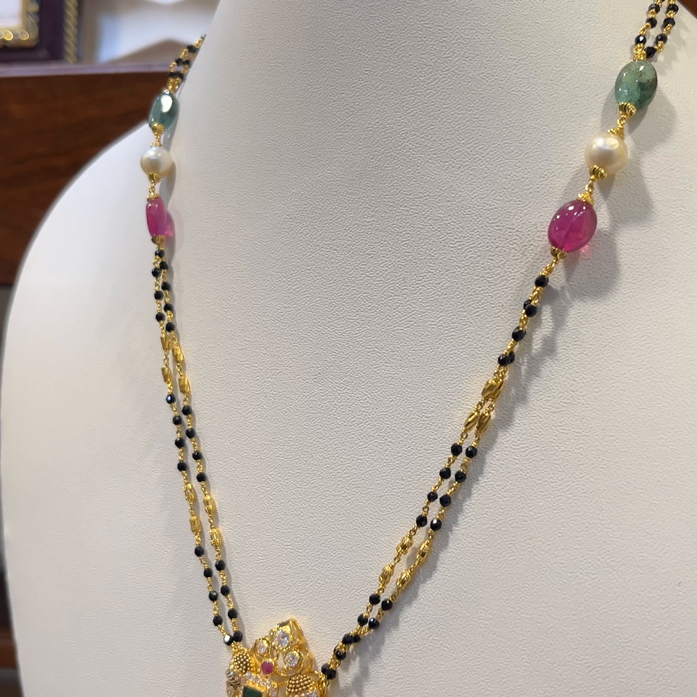 SRI RAM 14.21gms SHORT BLACK BEADS 22K Nakshi