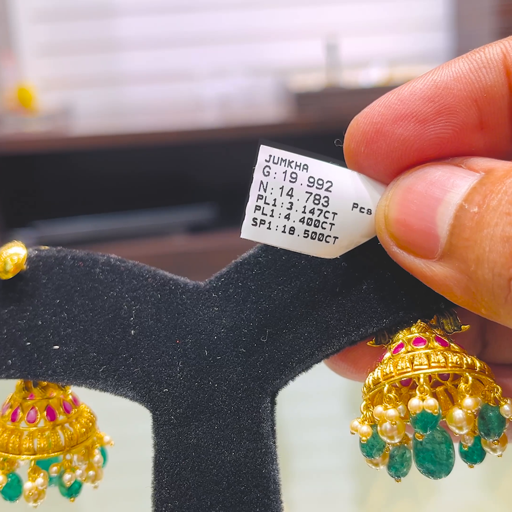 SOUTH INDIA 14.783gms EARRINGS 22K Yellow Gold