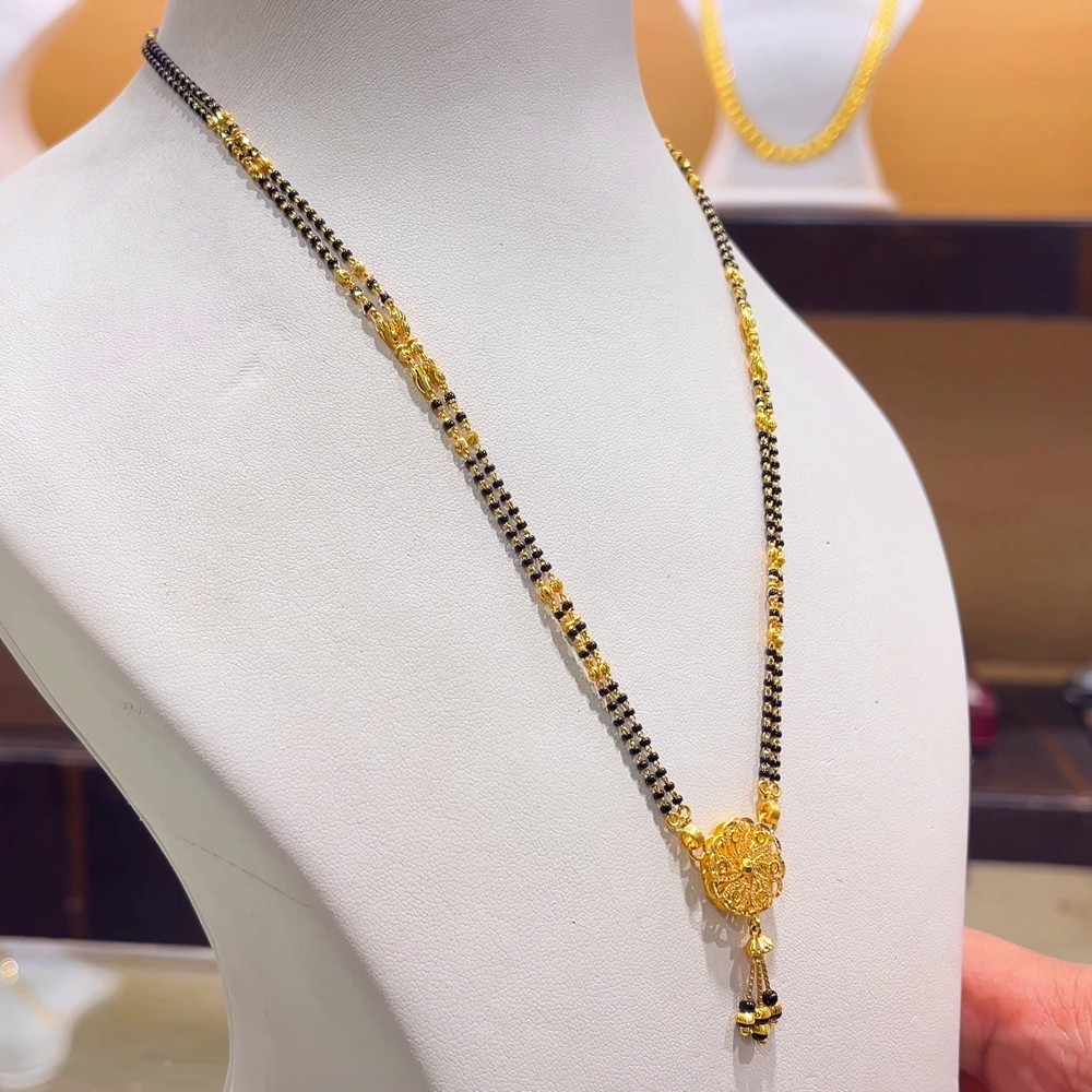 CHANDANA Brothers 10.13gms SHORT BLACK BEADS 22K Yellow Gold