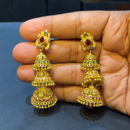 SOUTH INDIA 23.077gms EARRINGS 22K Yellow Gold