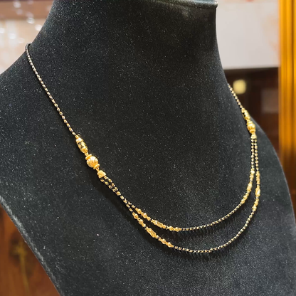 MUKUNDA JEWELLERS 7.01gms SHORT BLACK BEADS 22K Yellow Gold