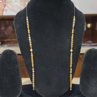 MUKUNDA JEWELLERS 17.27gms Long Black Beads 22K Yellow Gold