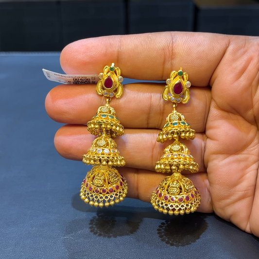 SOUTH INDIA 23.077gms EARRINGS 22K Yellow Gold