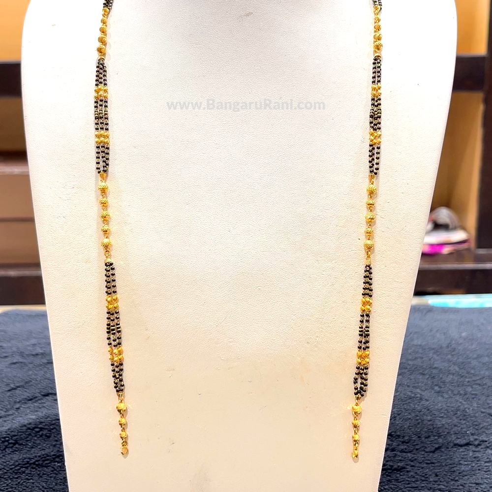 CHANDANA Brothers 15.05gms Long Black Beads 22K Yellow Gold