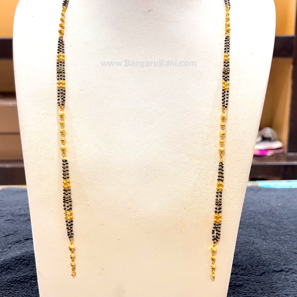 CHANDANA Brothers 15.05gms Long Black Beads 22K Yellow Gold