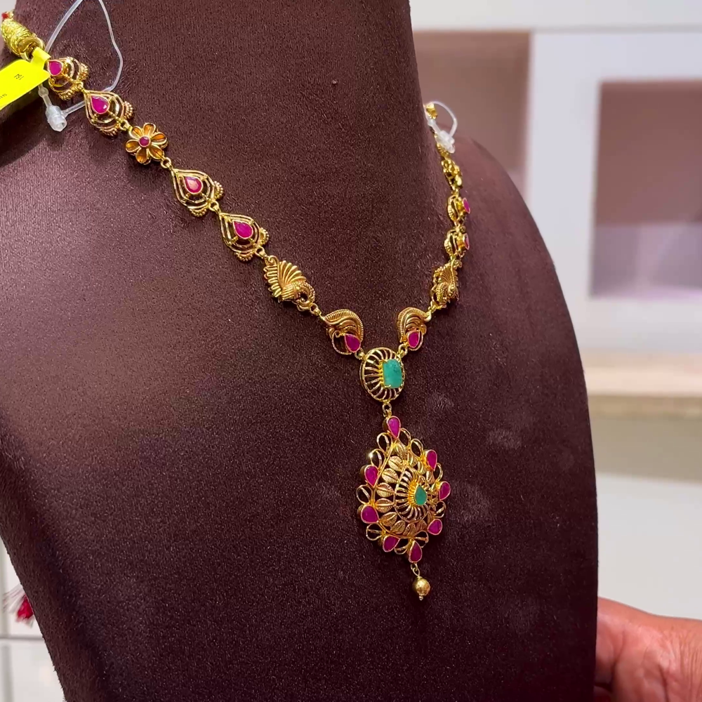 SwarnaKanchi 14.335gms NECKLACE 22K Yellow Gold