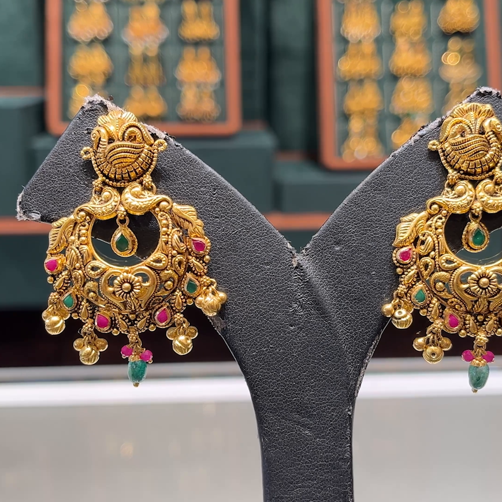 CMR 17.237gms EARRINGS 22K Antique