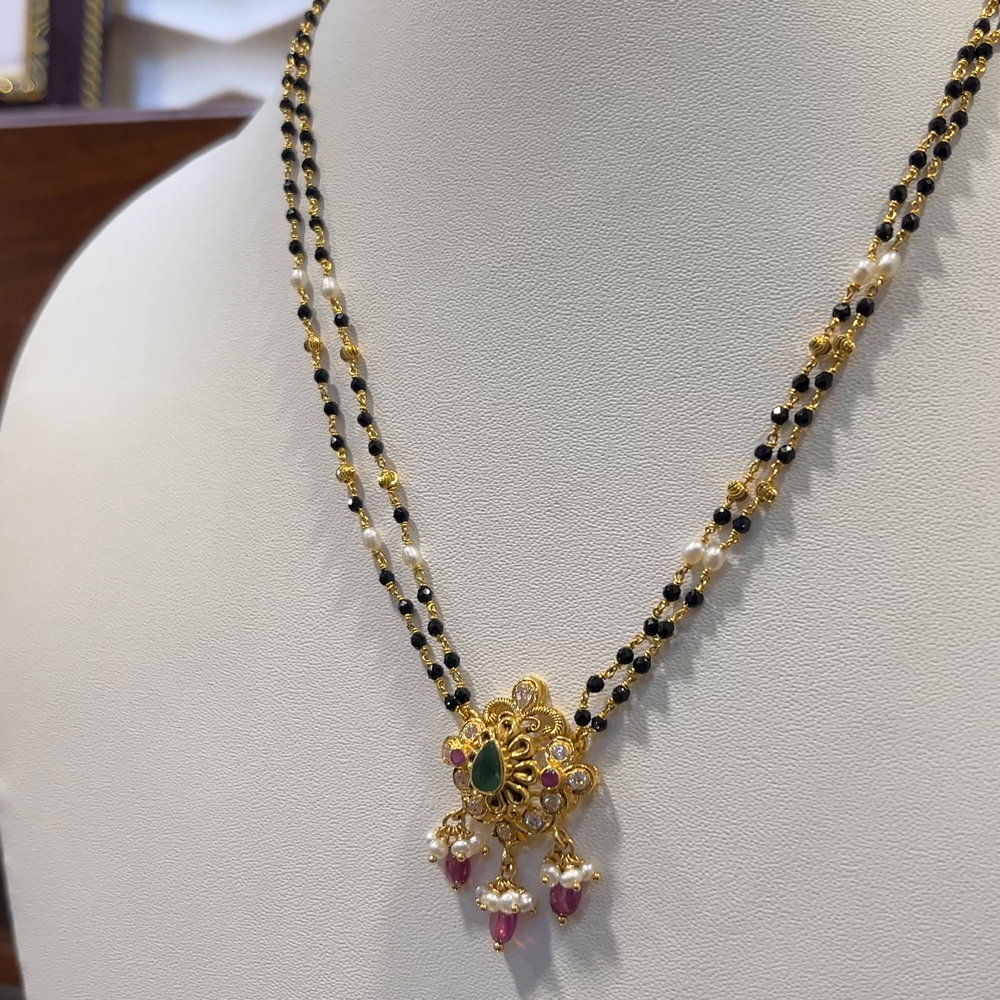 SRI RAM 10.196gms SHORT BLACK BEADS 22K Nakshi