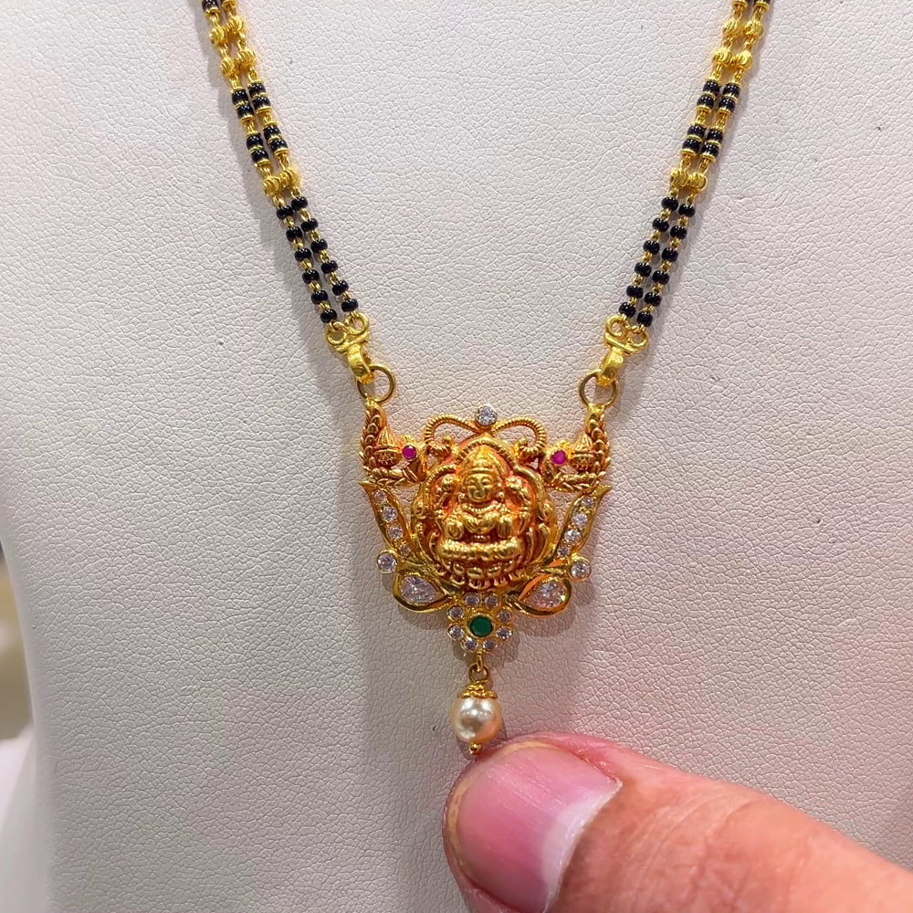 CHANDANA Brothers 11.95gms SHORT BLACK BEADS 22K Yellow Gold