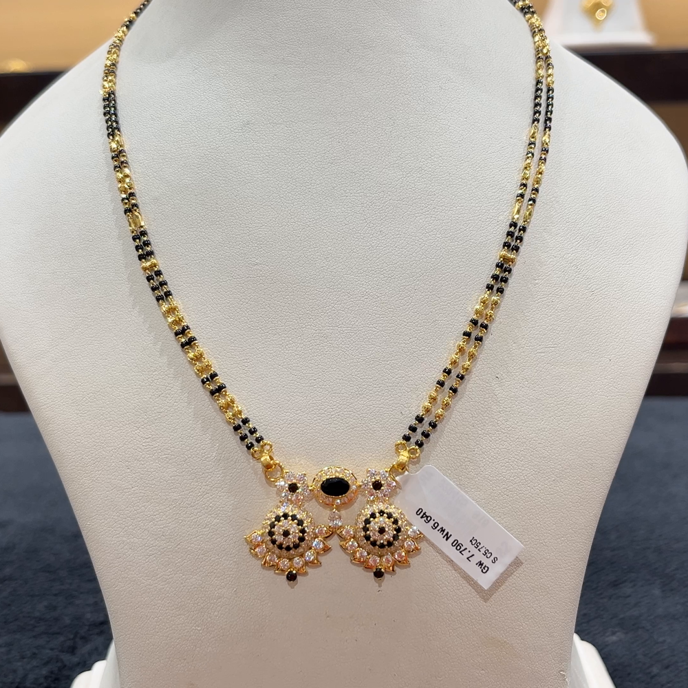 CHANDANA Brothers 16.38gms SHORT BLACK BEADS 22K Nakshi