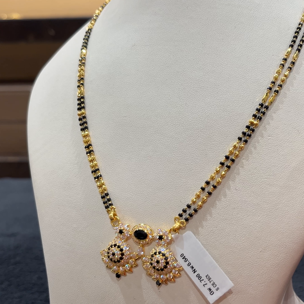 CHANDANA Brothers 16.38gms SHORT BLACK BEADS 22K Nakshi